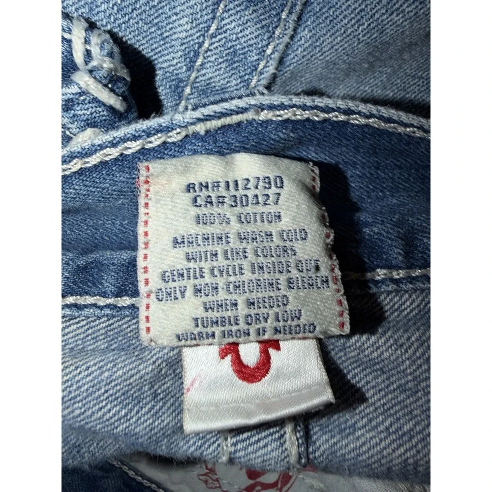 True Religion Straight Fit Jeans Mens 38 Medium Wash Denim Baggy Flap Pocket